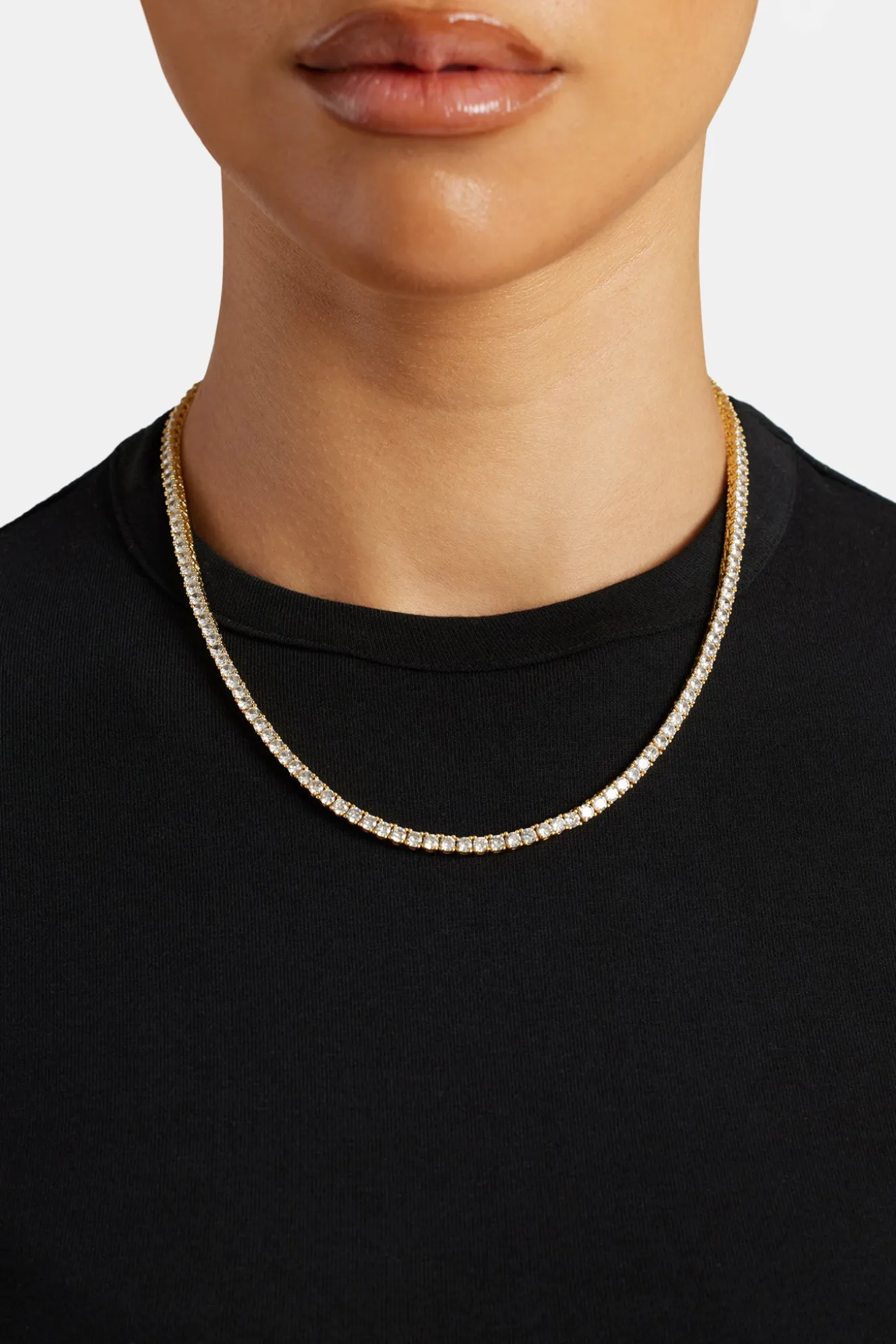 Womens 3mm Gold Plated Tennis Chain