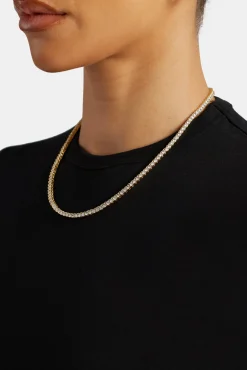 Womens 3mm Gold Plated Tennis Chain