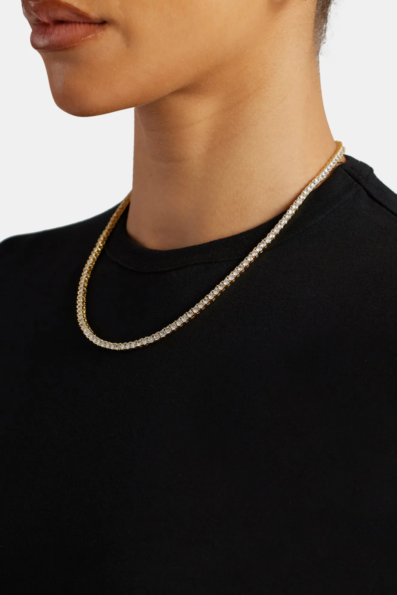 Womens 3mm Gold Plated Tennis Chain