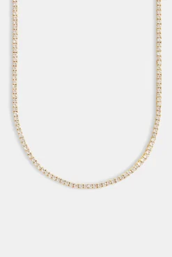 Womens 3mm Gold Plated Tennis Chain