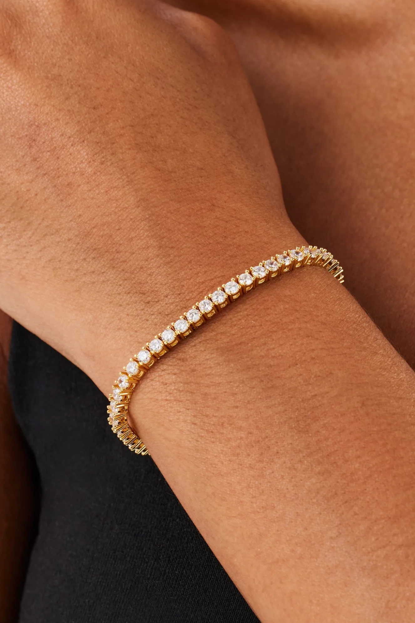 Womens 3mm Tennis Bracelet - Gold
