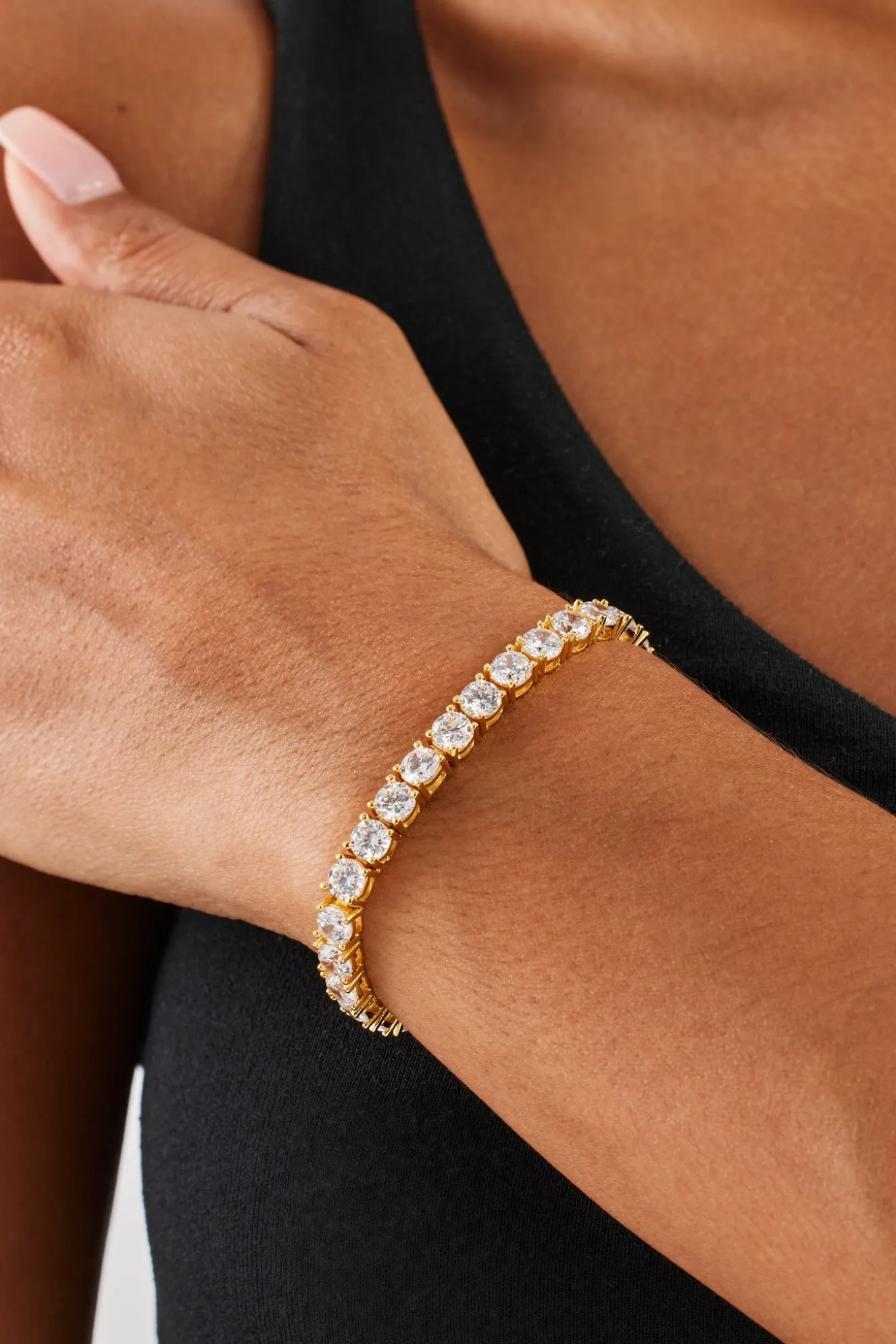 Womens 5mm Tennis Bracelet - Gold
