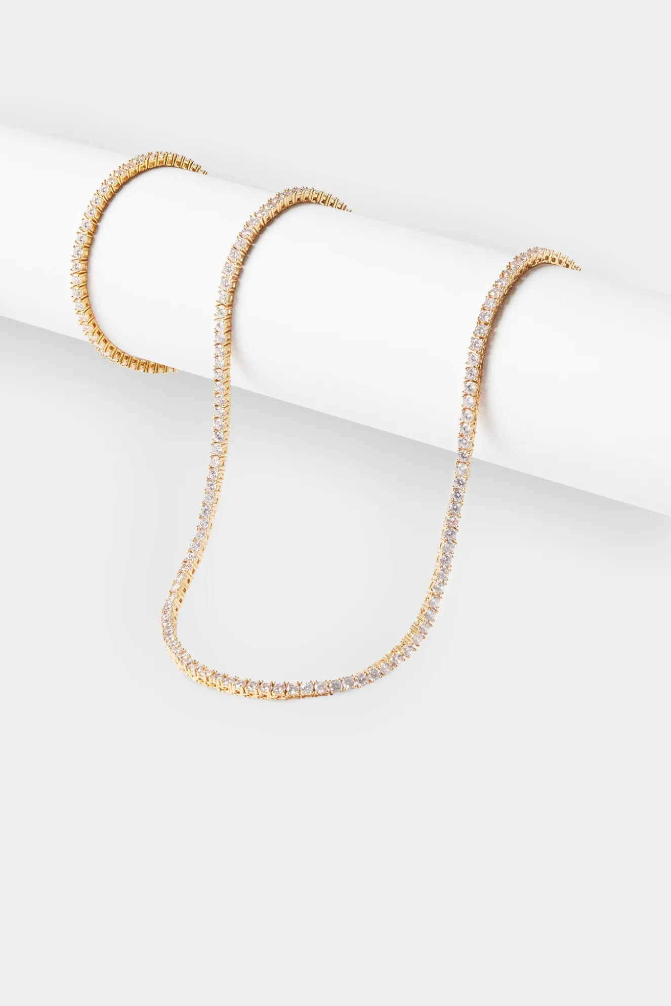 Womens 3mm Tennis Chain & Bracelet - Gold