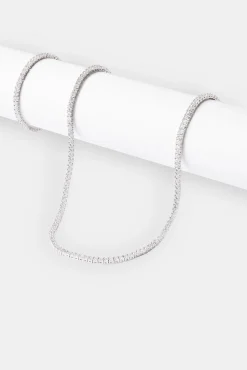 Womens 3mm Tennis Chain & Bracelet - White