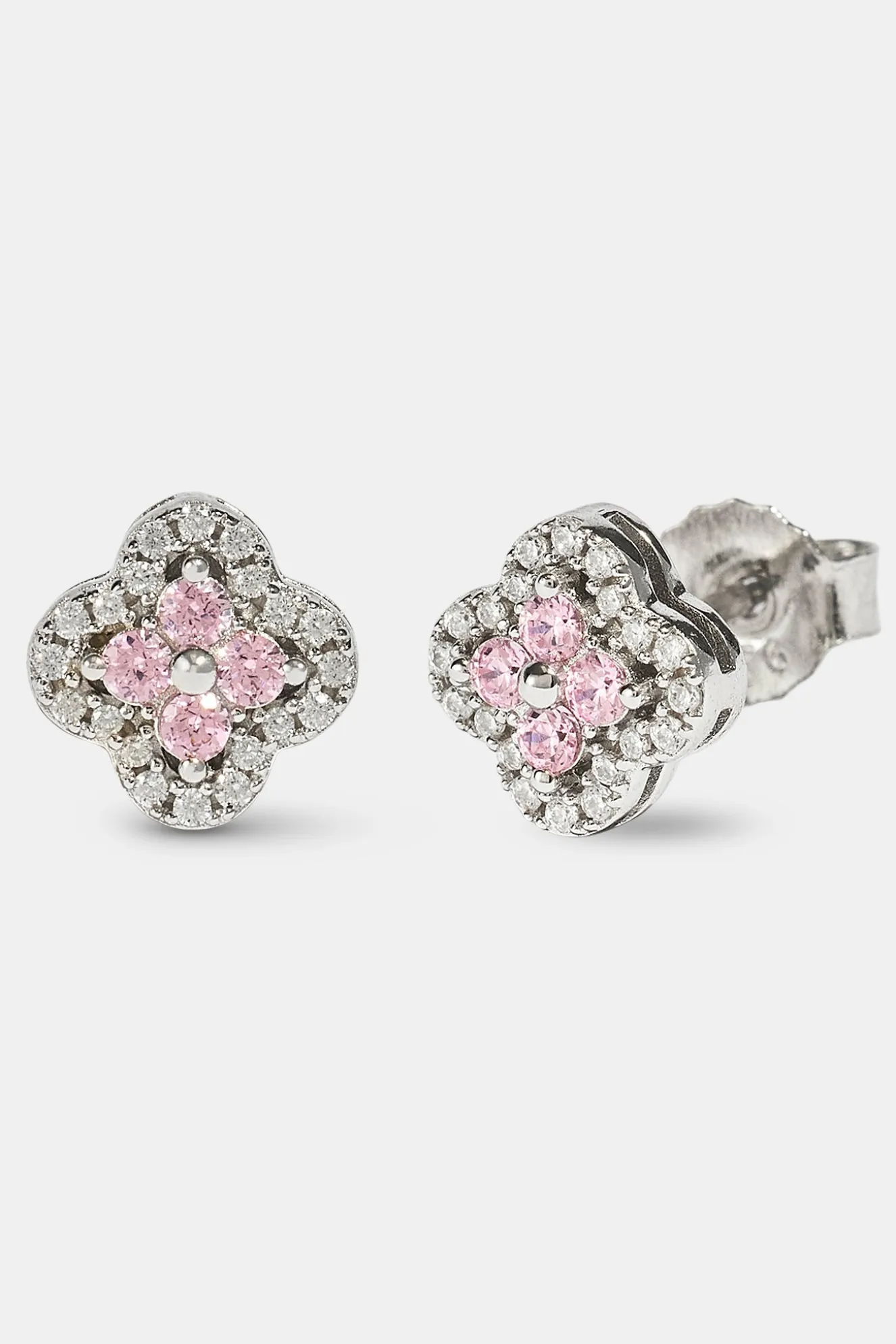 Womens Motif Cross Stud Earrings - 8mm - White