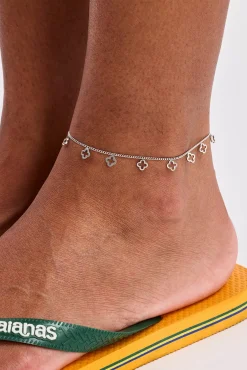 Womens Multi Motif Anklet - 6mm - White
