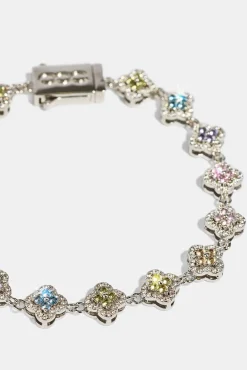Womens Multi Motif Cross Stone Bracelet - 8mm - White