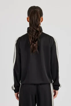 Womens Poly Smooth Taping Track Top - Black