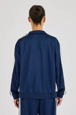 Womens Poly Smooth Taping Track Top - Navy Blue