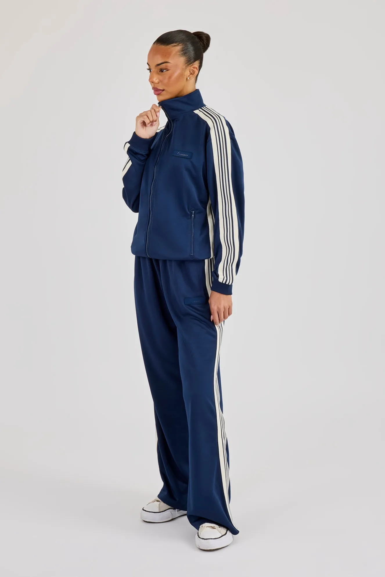 Womens Poly Smooth Taping Track Top - Navy Blue