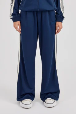 Womens Poly Smooth Taping Track Pant - Navy Blue