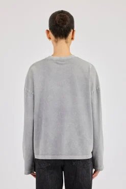 Womens Washed Long Sleeve T-Shirt - Ash Grey