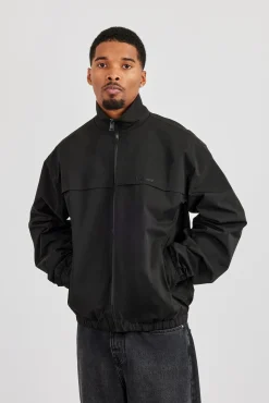 Zip Front High Build Funnel Neck Jacket - Black