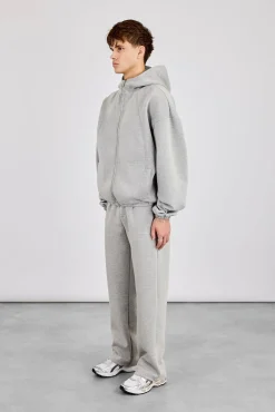 Zip Hooded Panelled Scuba Jacket & Relaxed Scuba Trouser - Grey