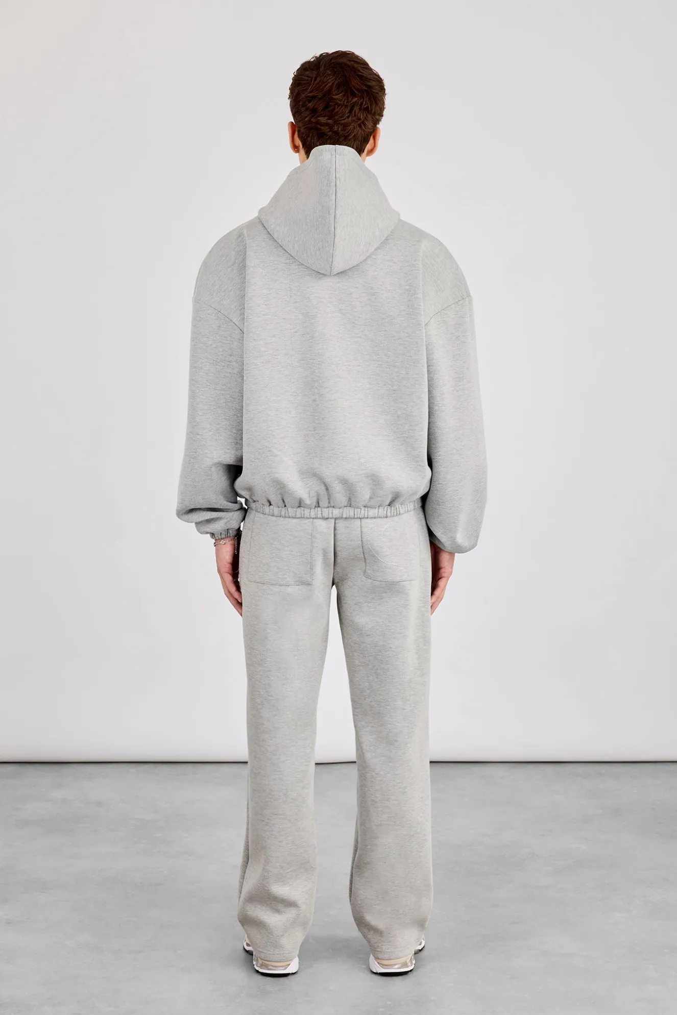 Zip Hooded Panelled Scuba Jacket & Relaxed Scuba Trouser - Grey