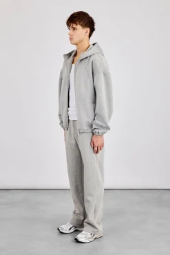 Zip Hooded Panelled Scuba Jacket & Relaxed Scuba Trouser - Grey