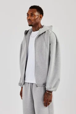 Zip Hooded Panelled Scuba Jacket