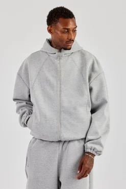 Zip Hooded Panelled Scuba Jacket