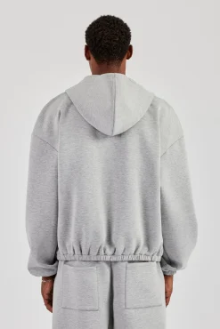 Zip Hooded Panelled Scuba Jacket