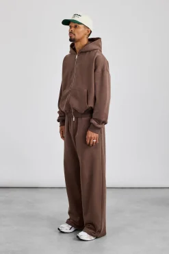Zip Hoodie & Baggy Fit Jogger - Coffee