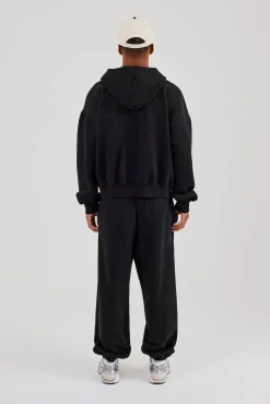 Zip Hoodie & Cuffed Jogger - Black