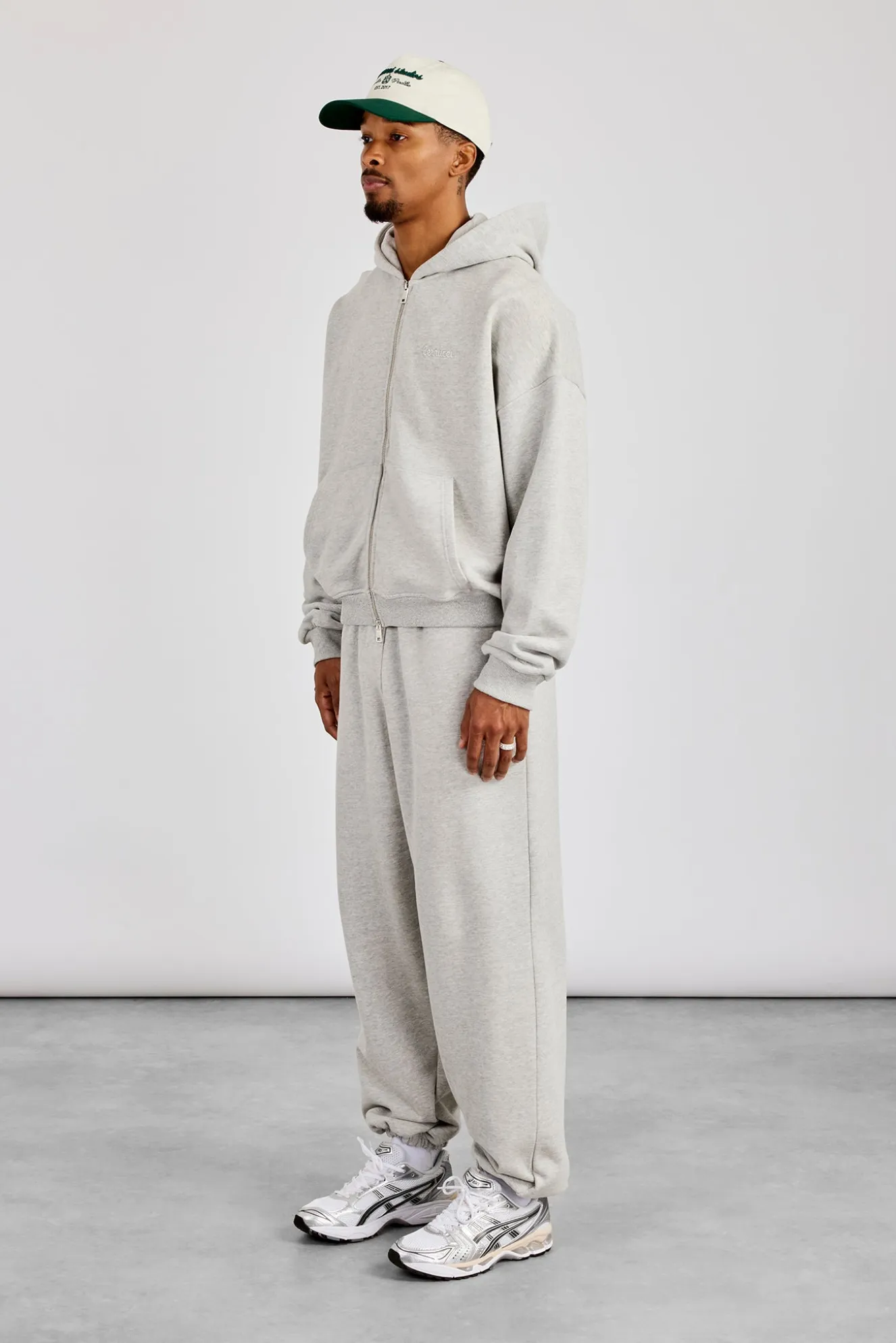 Zip Hoodie & Cuffed Jogger - Grey Marl