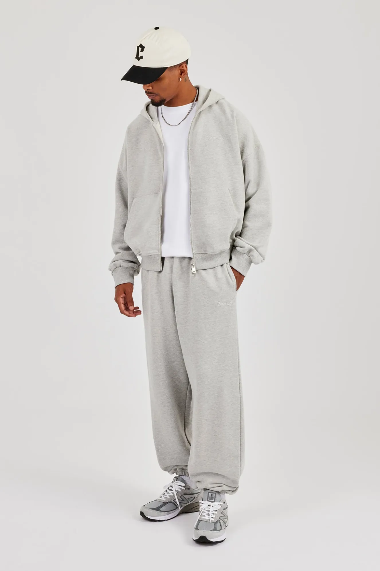 Zip Hoodie & Cuffed Jogger - Grey Marl