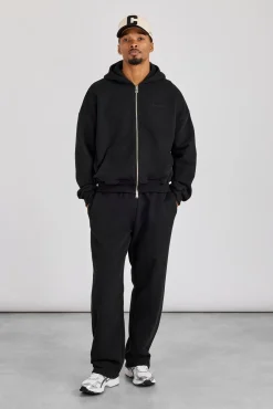 Zip Hoodie & Relaxed Jogger - Black
