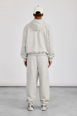 Zip Through Boxy Hoodie & Baggy Fit Jogger - Grey Marl