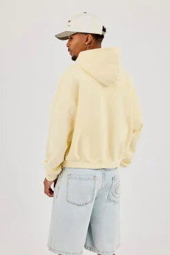 Zip Through Boxy Hoodie - Lemon