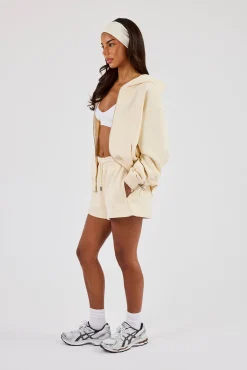 Zip Through Hoodie & Short - Butter Yellow